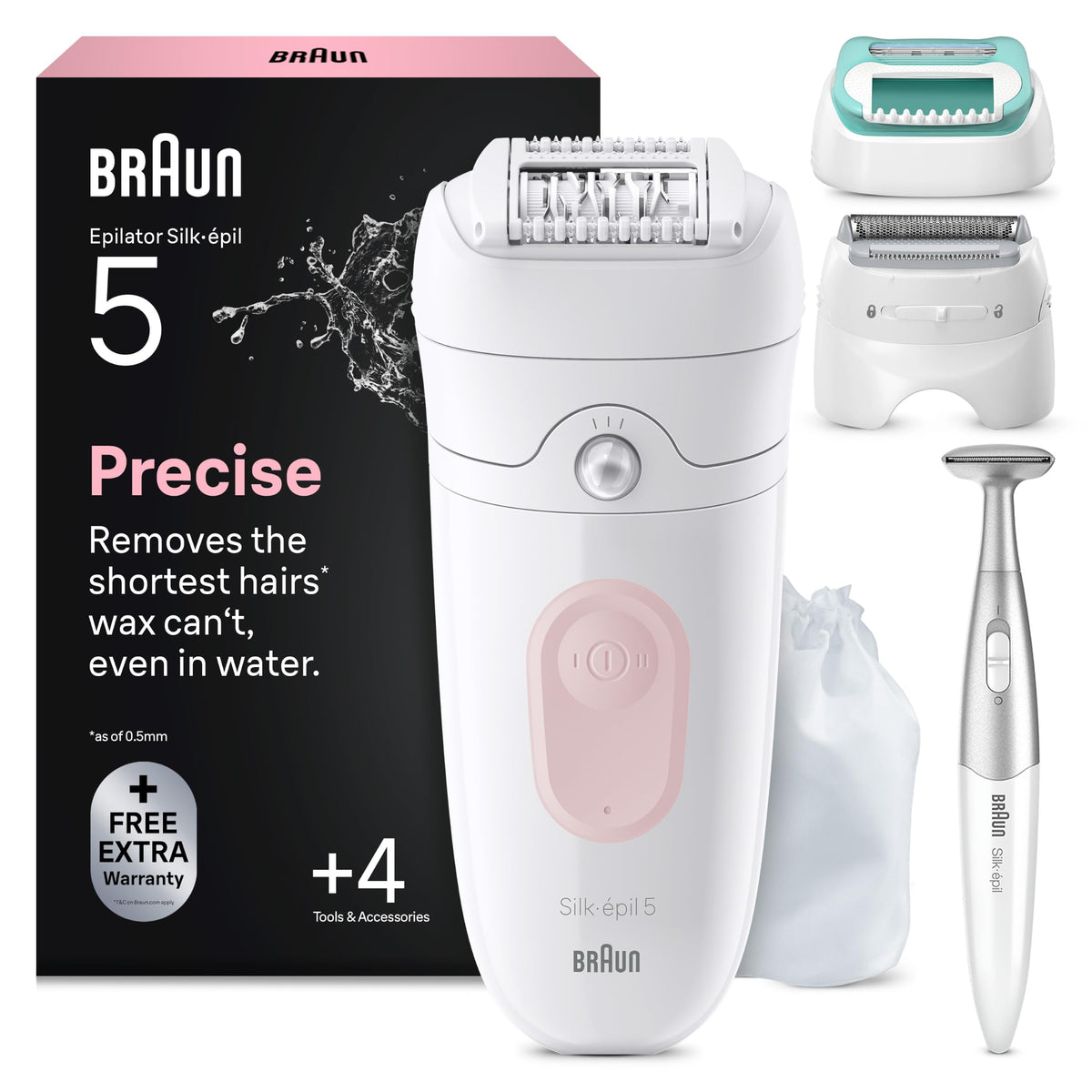 Braun Epilator pentru femei Silk·épil 5, Ladyshaver, 5-251, Roz - SE5-251