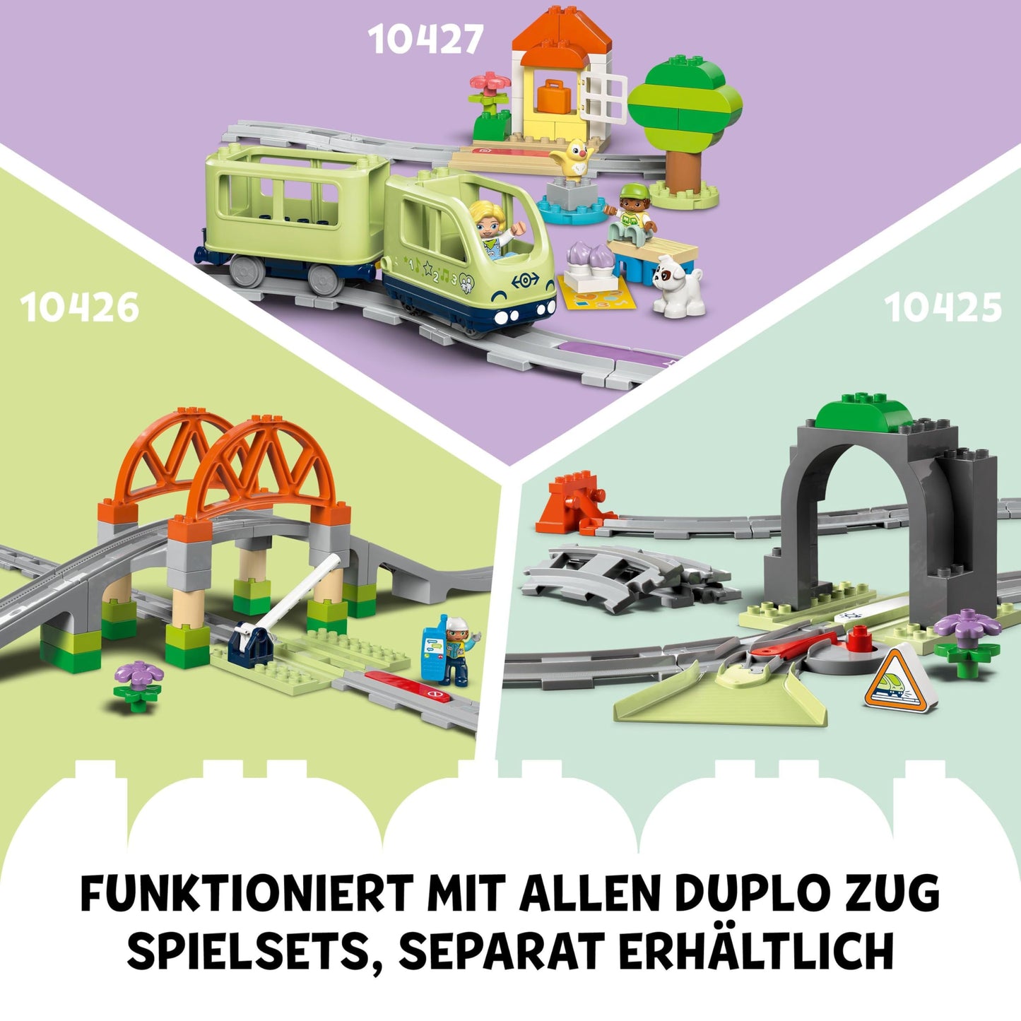 LEGO DUPLO Interactive Adventure Railway - educational toy for toddlers aged 2 and up - 14 track pieces, action bricks with sounds and 4 toy figures - gift idea for boys and girls - 10427