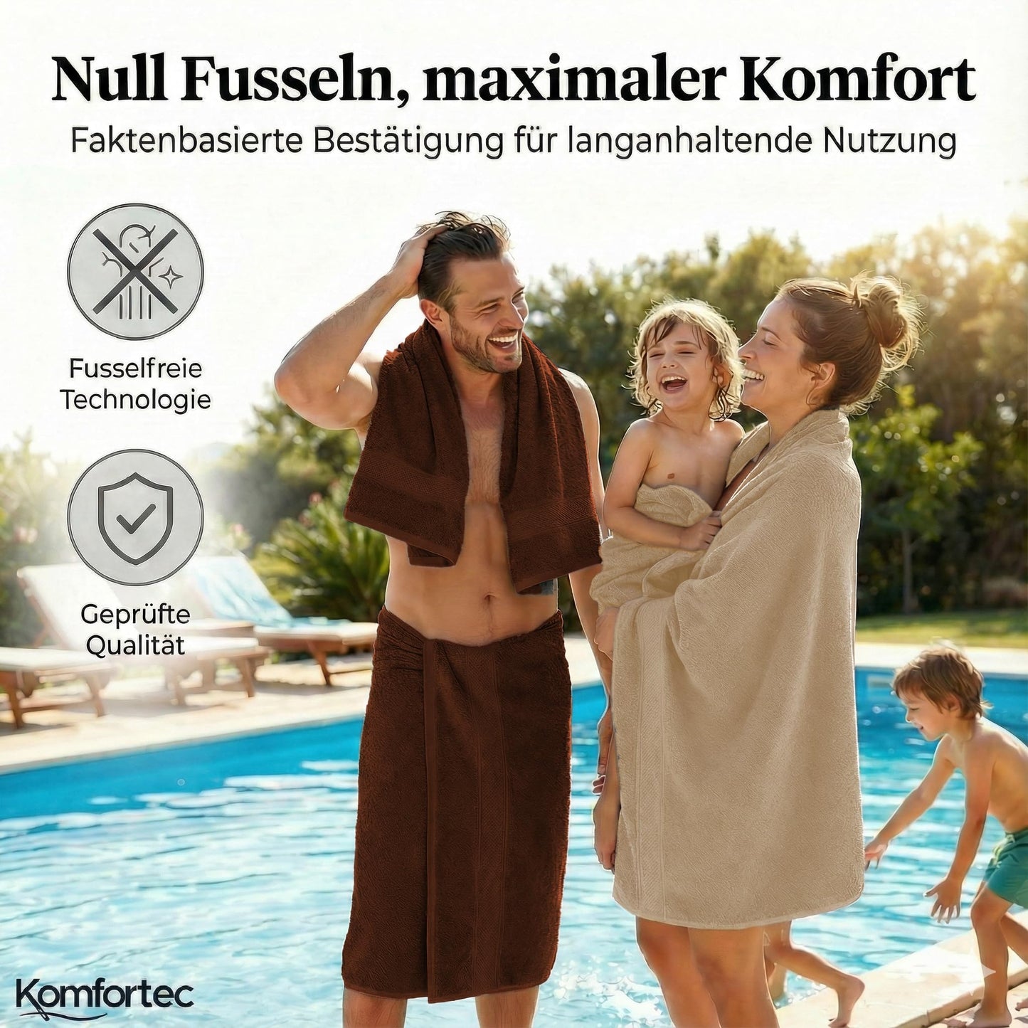 Komfortec set of 8 towels, 4 bath towels 70x140 cm & 4 hand towels 50x100 cm, 100% cotton terry cloth, fluffy and absorbent, brown/beige - 4er-50x100-und-4er-70x140-braun-beige