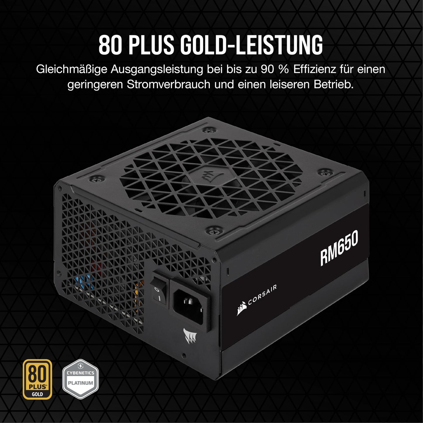 CORSAIR RM650 ATX 650W Fully Modular Power Supply - 80 PLUS Gold Certified - Low Noise - Zero RPM Mode - EU - Black - CP-9020280-EU