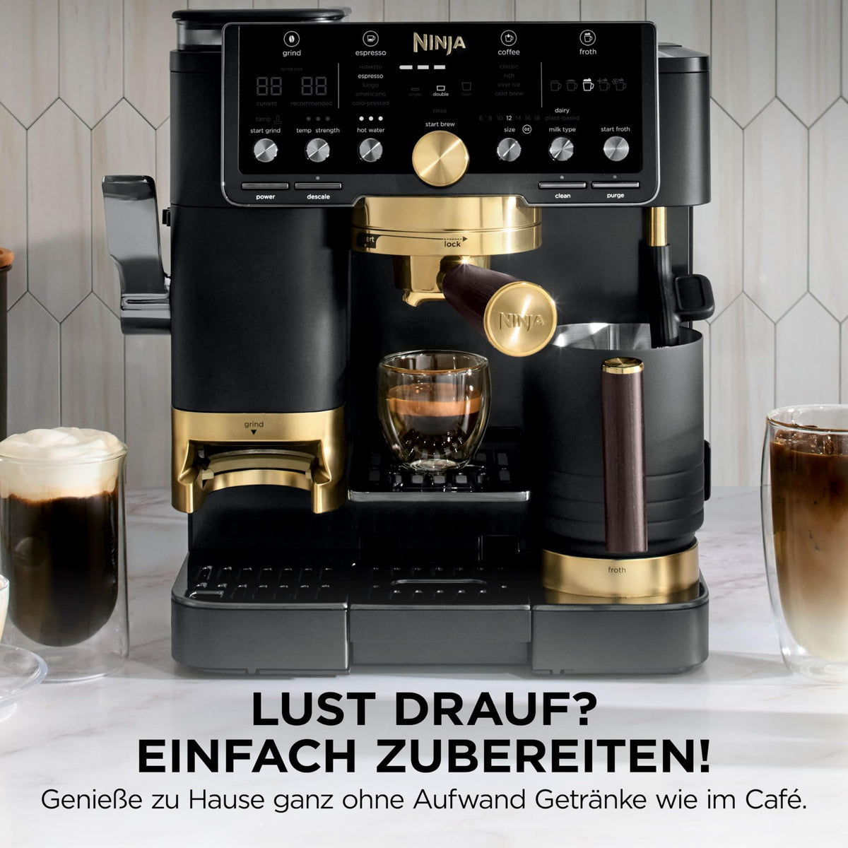 Ninja Luxe Café Pro David Beckham 3-in-1-Masina de cafea Negru și Aur - ES771EUBK