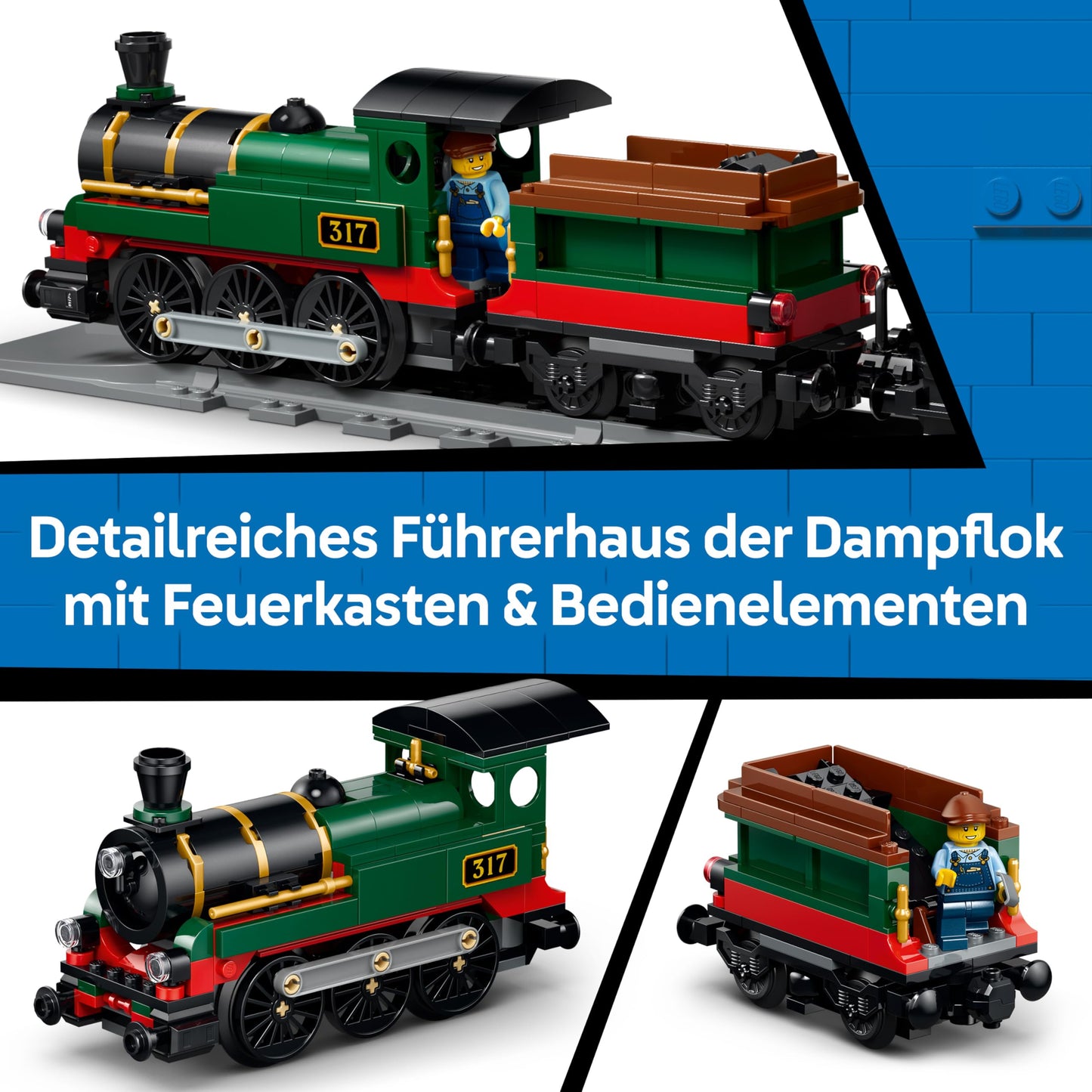 LEGO City Classic Steam Train Toy - STEM Model Kit - Set with Train Station, Rails, Driver's Cab Control, Stop Signal and 5 Minifigures - Birthday Gift for Boys Ages 7 and Up - 60511