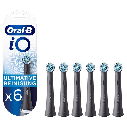 Oral-B iO Ultimate Cleaning Replacement Brush Heads for Electric Toothbrush, 6 Pieces, Tooth Cleaning with iO Technology, Toothbrush Attachment, Black - 4210201418184