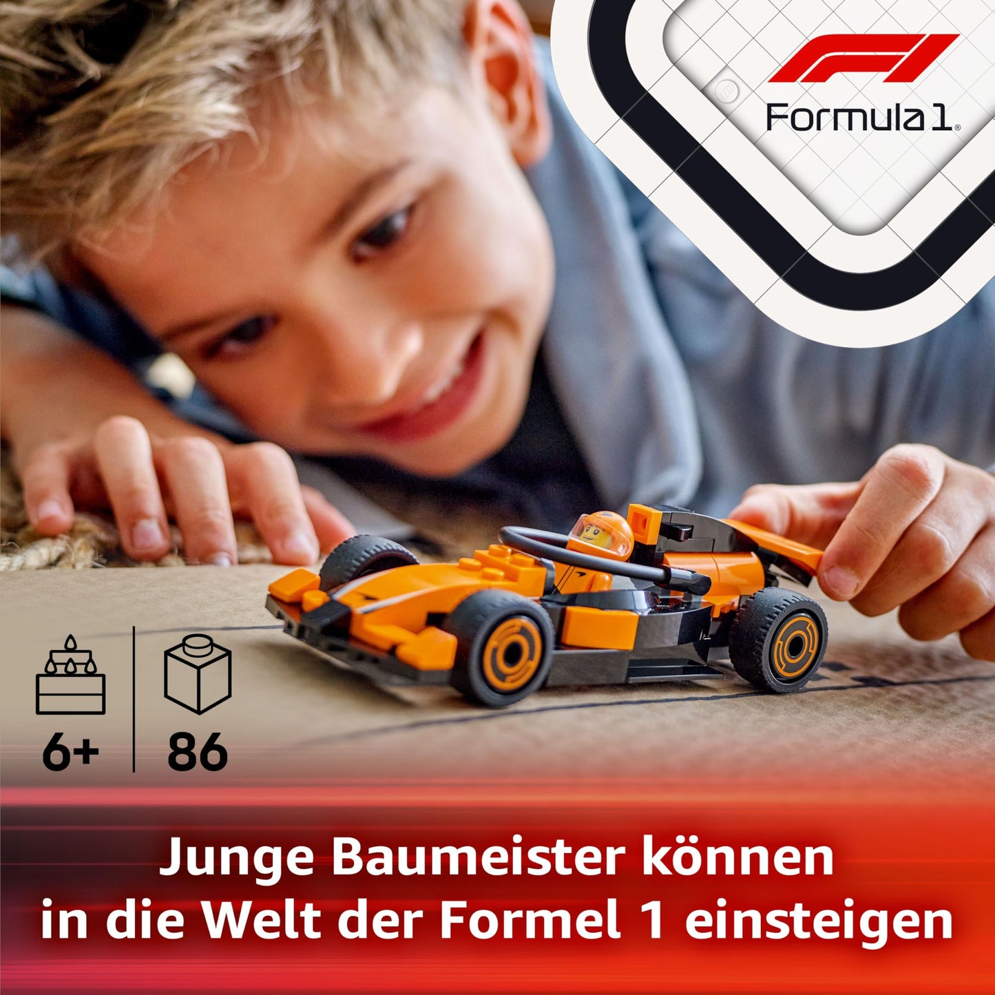 LEGO City F1 racing driver with McLaren racing car - toy Formula 1 model with racing car and minifigure - small gift for boys and girls aged 6 and over or motorsport fans 60442