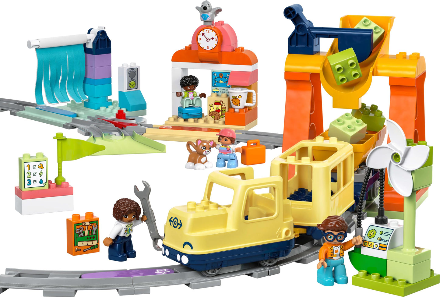 LEGO DUPLO Large interactive train educational toy for toddlers aged 3 and up - including push-and-go train with light and sound, 16 track pieces and 4 figures - gift for boys and girls - 10428