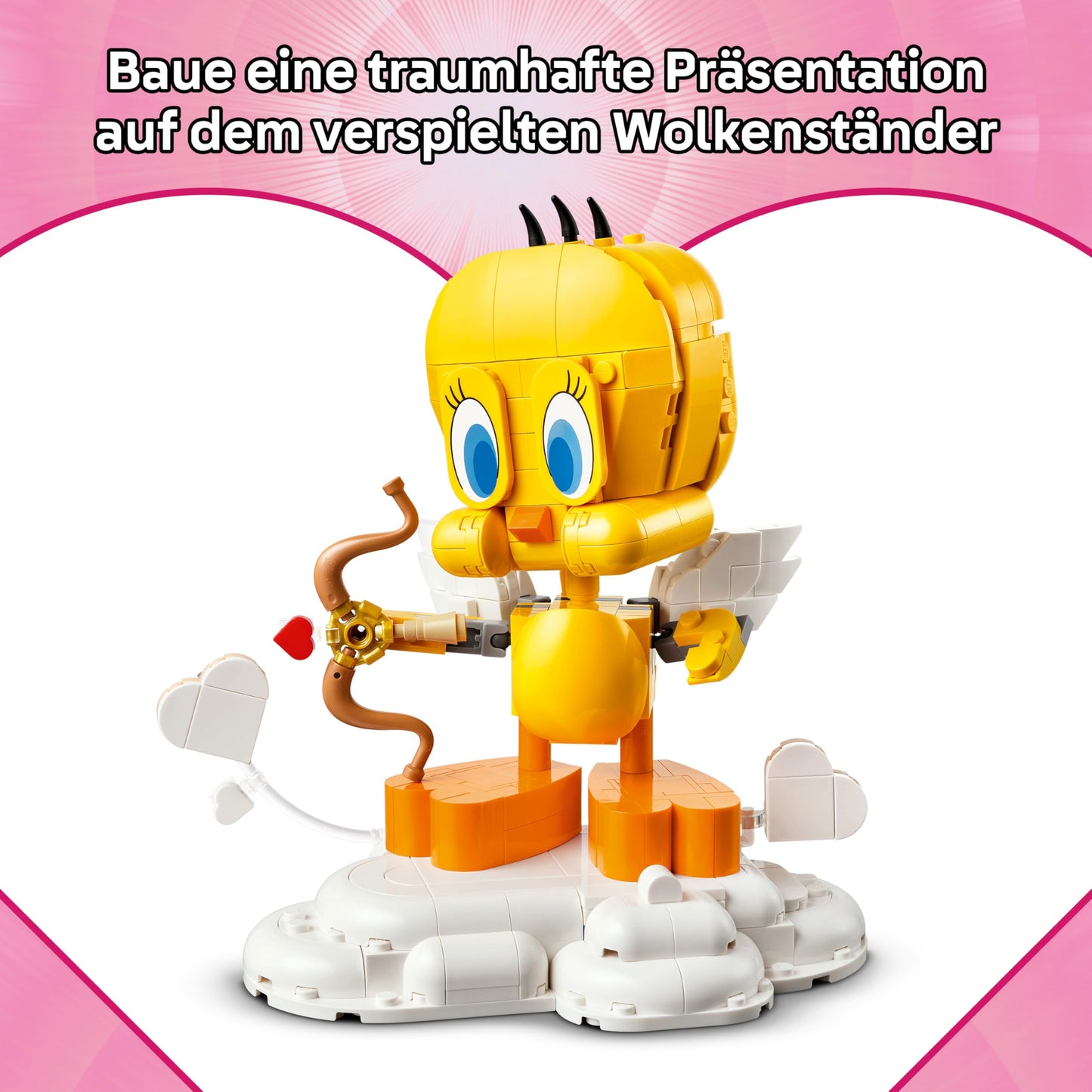 LEGO Sweetheart Tweety Bird Toy - Play & Display Looney Tunes Model with Accessories incl. a Flower Bouquet, Heart, Cupid's Bow & a Cloud Stand - Gift for 12+ Year Old Girls & Teens - 40824