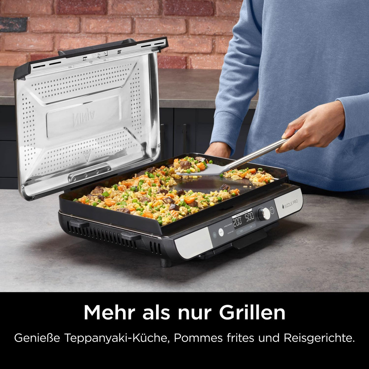 Ninja Sizzle Pro XL Grill interior & Plancha, Argintiu/Negru GX101EU