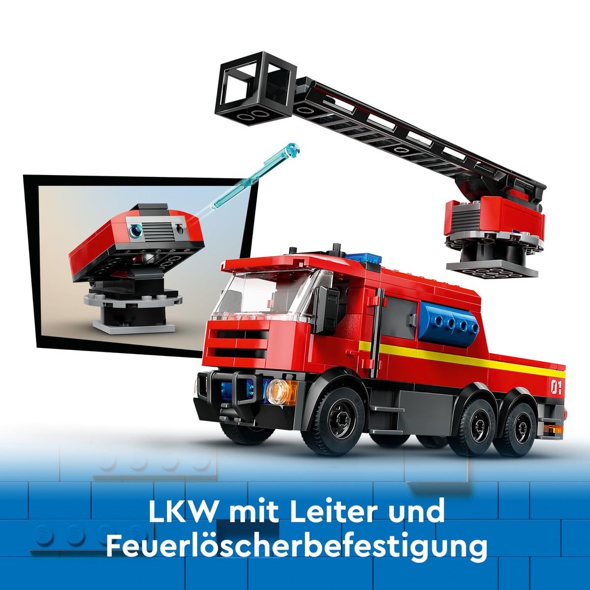 LEGO City Fire Station with Ladder Truck, fire-fighting toy set featuring a fire station and fire truck, birthday gift for children aged 6 and up, set includes a dog and 5 minifigures 60414