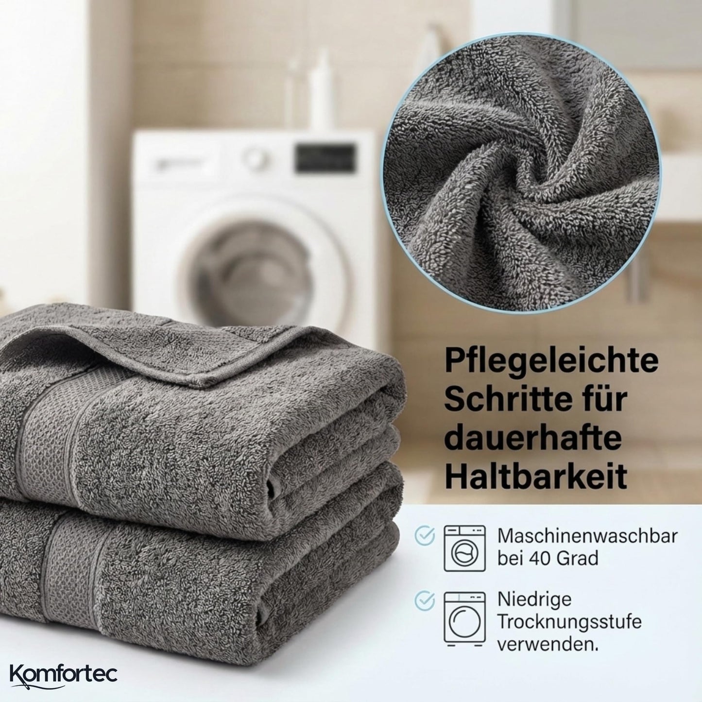 Komfortec set of 8 towels, 4 bath towels 70x140 cm & 4 hand towels 50x100 cm, 100% cotton terry cloth, fluffy and absorbent, anthracite gray - 4er-50x100-und-4er-70x140-anthrazit-amz