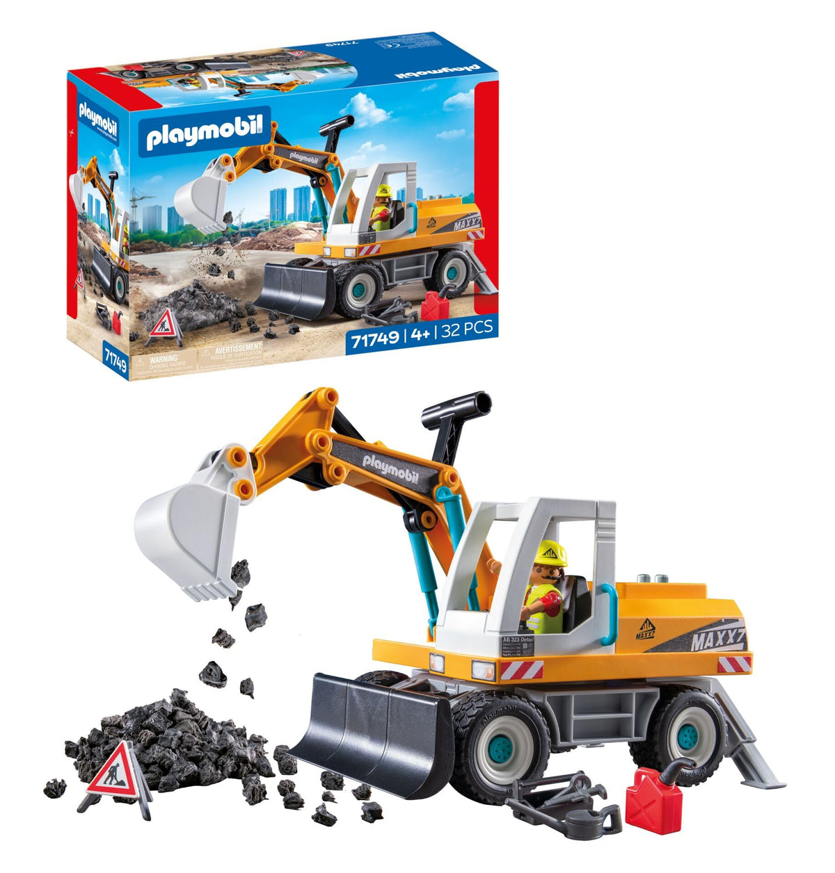 PLAYMOBIL | City Action | Big excavator | Construction site toy child | Excavator playset | Toys for children aged 4 and over | 71749