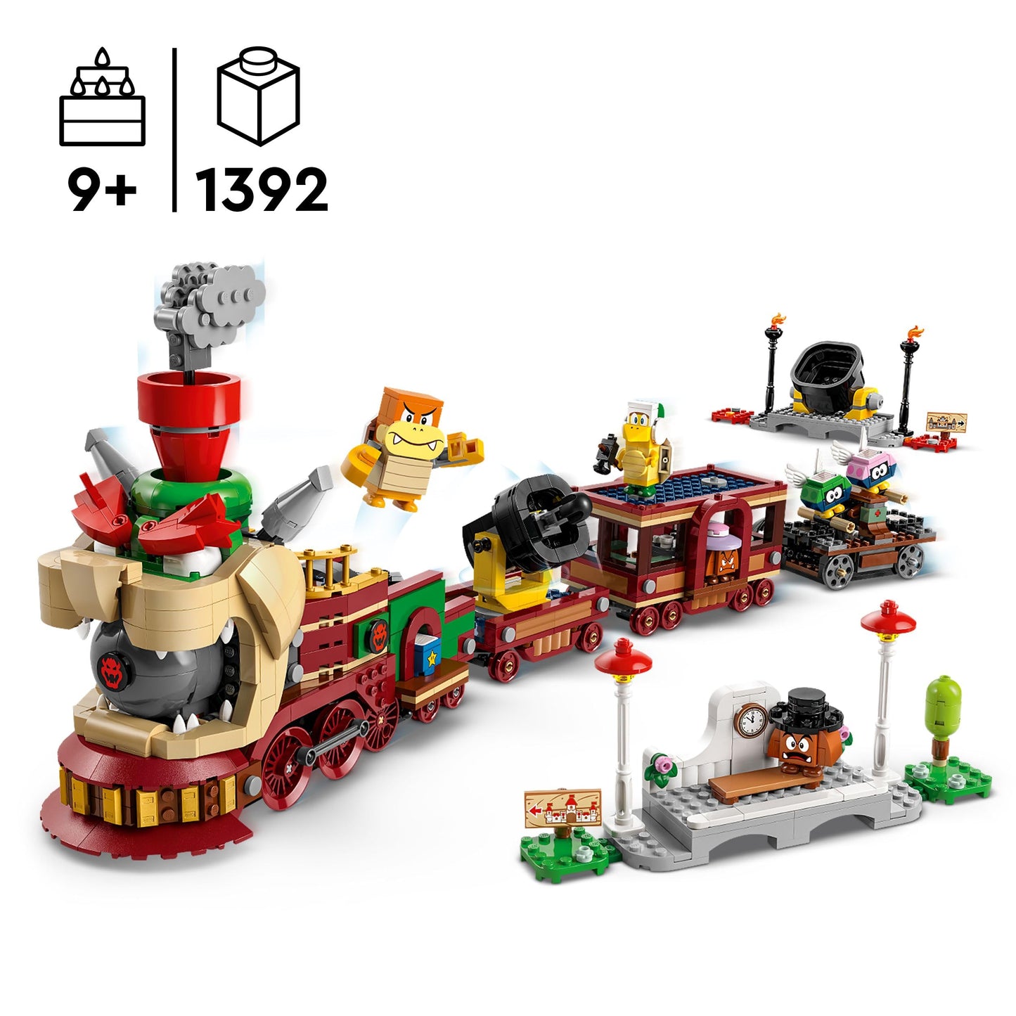 LEGO Super Mario The Bowser Express Train - Interactive toy with 2 stations & 6 figures, Hammer Brother, Boom Boom, 2 Goombas & 2 Paradots - Gift for boys & girls aged 9 and up - 71437