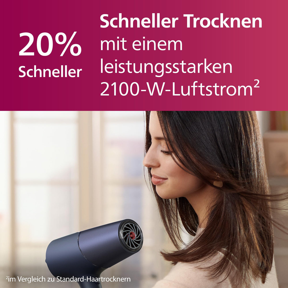 Philips Hair Dryer 5000 Series, ThermoShield Technology, Ionization Function, 2,300 W, Metallic Blue, with 9 mm and 11 mm Styling Nozzle, Volume Diffuser, BHD510/20