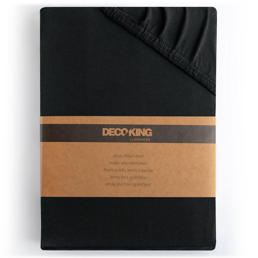 DecoKing cearșaf cu elastic 200x220 220x240 cm 100% bumbac pieptănat cearșafuri cu elastic negre jersey pentru pat boxspring Amber 200 x 220 220 x 240