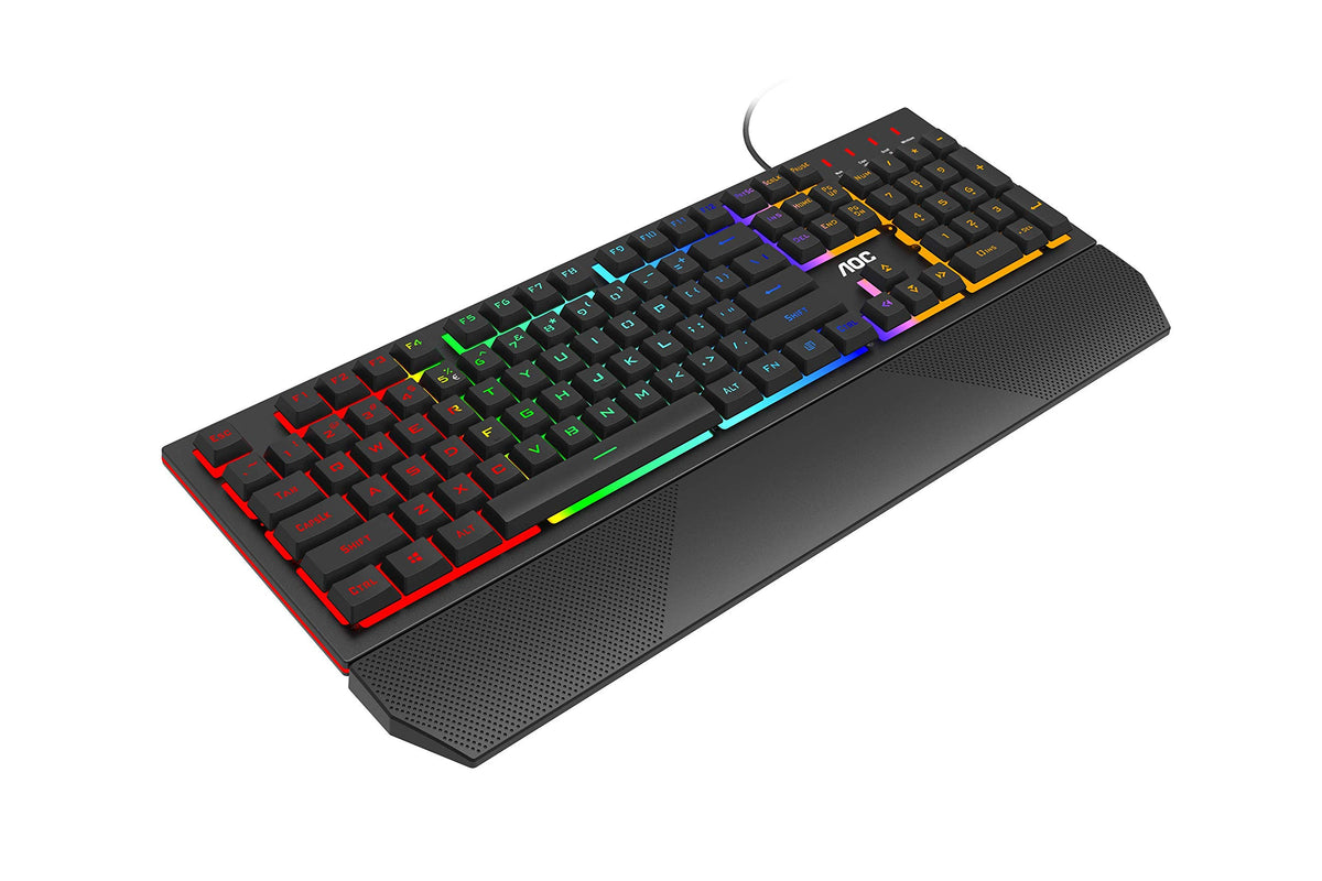 AOC GK200 Tastatur pentru gaming - Tastatură PC cu layout german, 25 de taste anti-ghosting, 25-N-Key-Rollover și cablu de 1,8 m lungime. - Keyboard