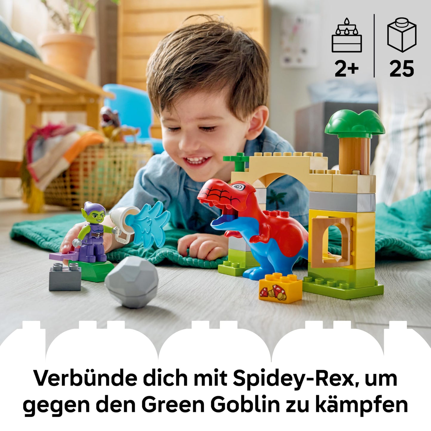 LEGO DUPLO | Spidey-Rex vs. Green Goblin - Fine motor skills toy for toddlers - 2 figures incl. Spidey-T-Rex - Superhero gift for boys aged 2 and up - 10463