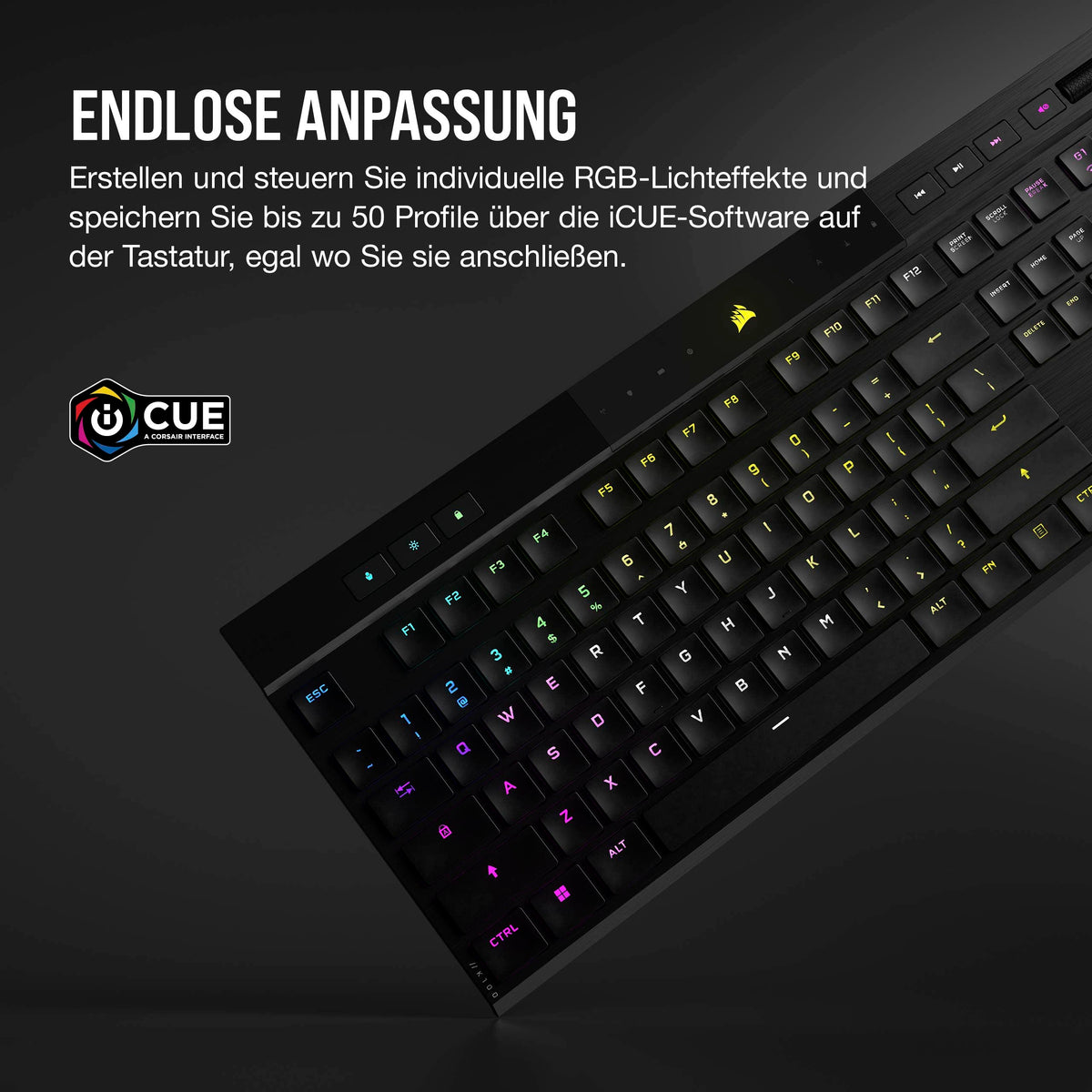 CORSAIR K100 AIR WIRELESS RGB Tastatur mecanică de gaming - Negru - CH-913A01U-DE