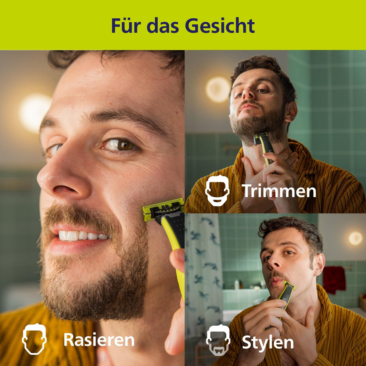 Philips OneBlade Original 360-Klingen, compatibile cu toate modelele OneBlade și Pro, original de la Philips, pachet de 3 bucăți (model QP430/60)