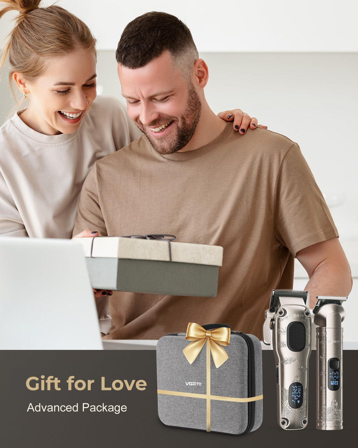 VGRPRO Hair Clipper Professional and Trimmer Set for Men, with EVA Case - V-007