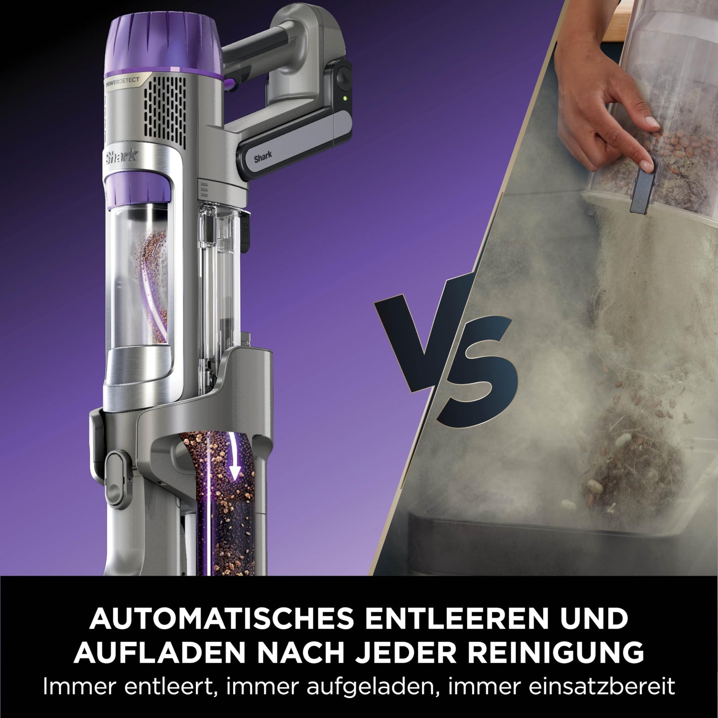 Shark PowerDetect Clean & Empty Cordless Vacuum Cleaner for Pet Owners, DuoClean Detect, Reverse Clean, Anti Hair Wrap Plus, Anti Odor, Pet, Crevice & Multi-Surface Attachment, Gray IP3251AMZEUT