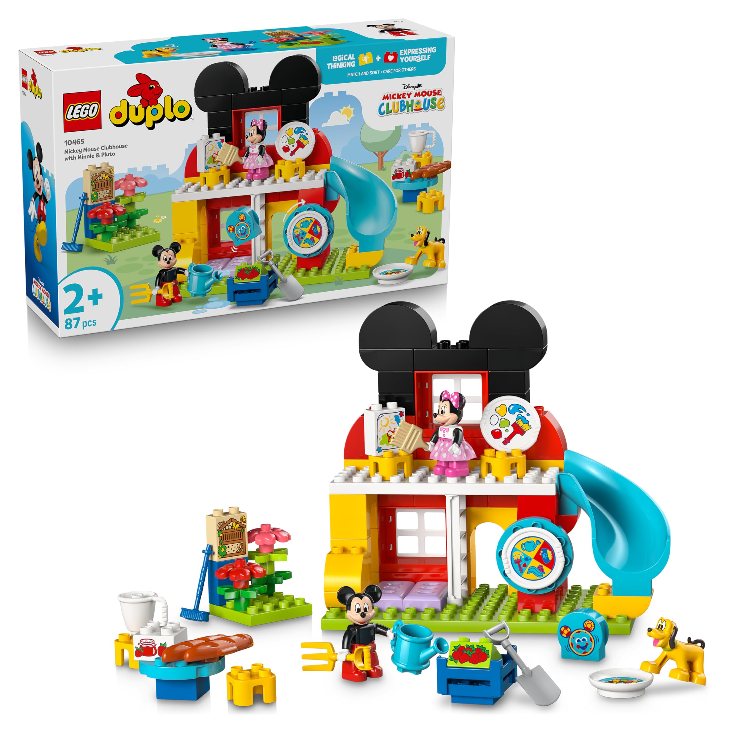 LEGO DUPLO | Mickey Mouse Clubhouse with Minnie and Pluto - Educational Fine Motor Skills Toy for Toddlers - Incl. 3 Figures & Toodles - Gift for Boys & Girls from 2 Years - 10465