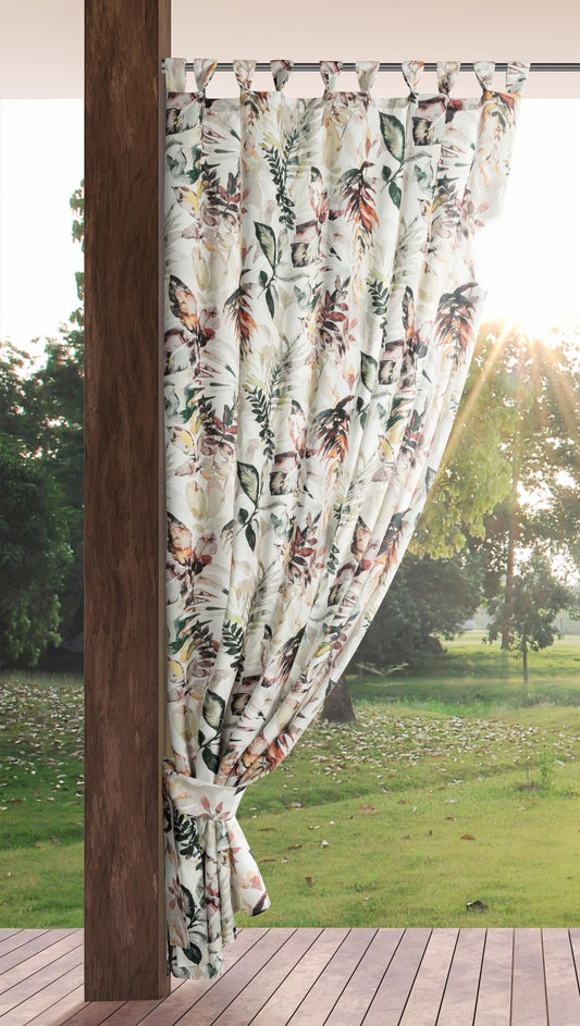 Eurofirany Garden outdoor curtain with loop curtain - 1 piece. Removable loops, sun protection, privacy screen, windproof, waterproof curtain for gazebo, terrace, pergola, 155 x 240 cm, gray print - ZAS/GARDEN