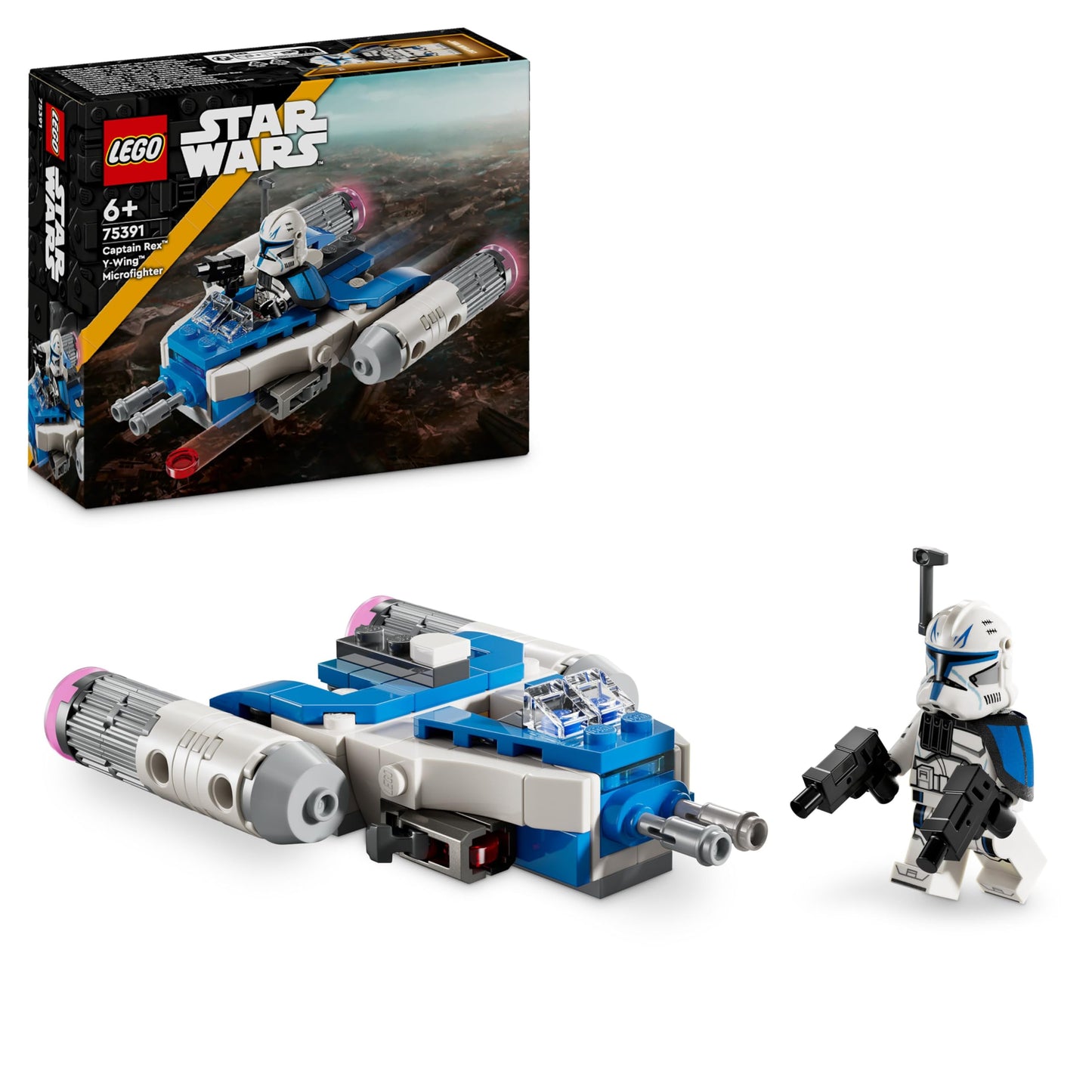 LEGO Star Wars Captain Rex Y-Wing Microfighter, buildable toy starship bricks to collect, gift idea for boys and girls aged 6 and up 75391