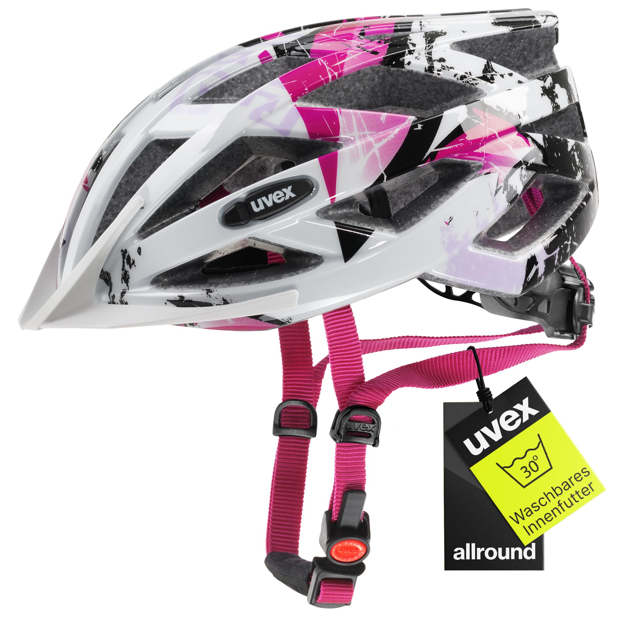 uvex air Wing - Lightweight bicycle helmet for children - individual size adjustment - white-pink - 52-57 cm - S4144260115