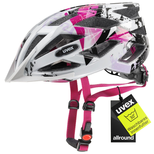 uvex air Wing - Lightweight bicycle helmet for children - individual size adjustment - white-pink - 52-57 cm - S4144260115