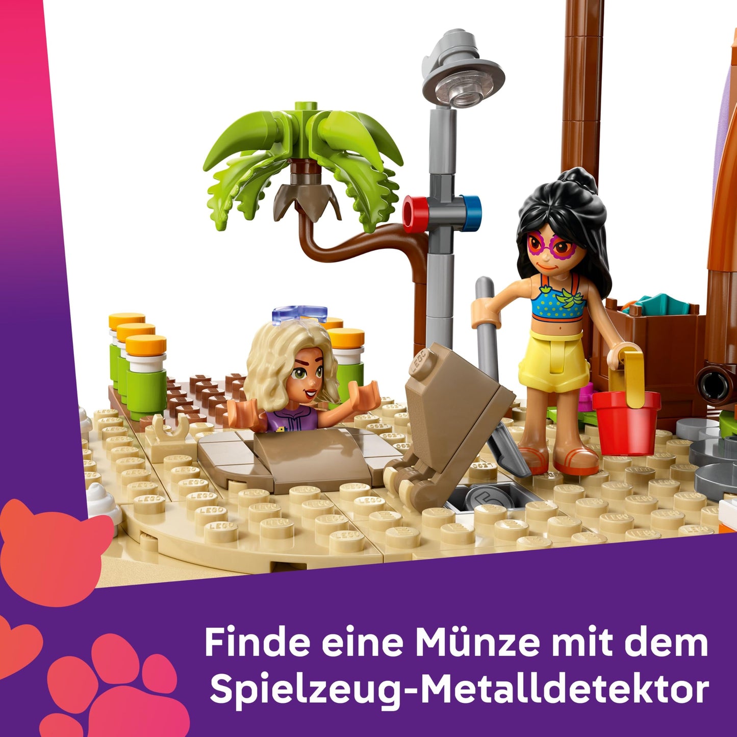 LEGO Friends Family Vacation at the Beach Resort - Toy with 6 mini-dolls, turtle and dolphin figures, ice cream parlor and accessories - Children's gift for girls aged 8 and up - 42673