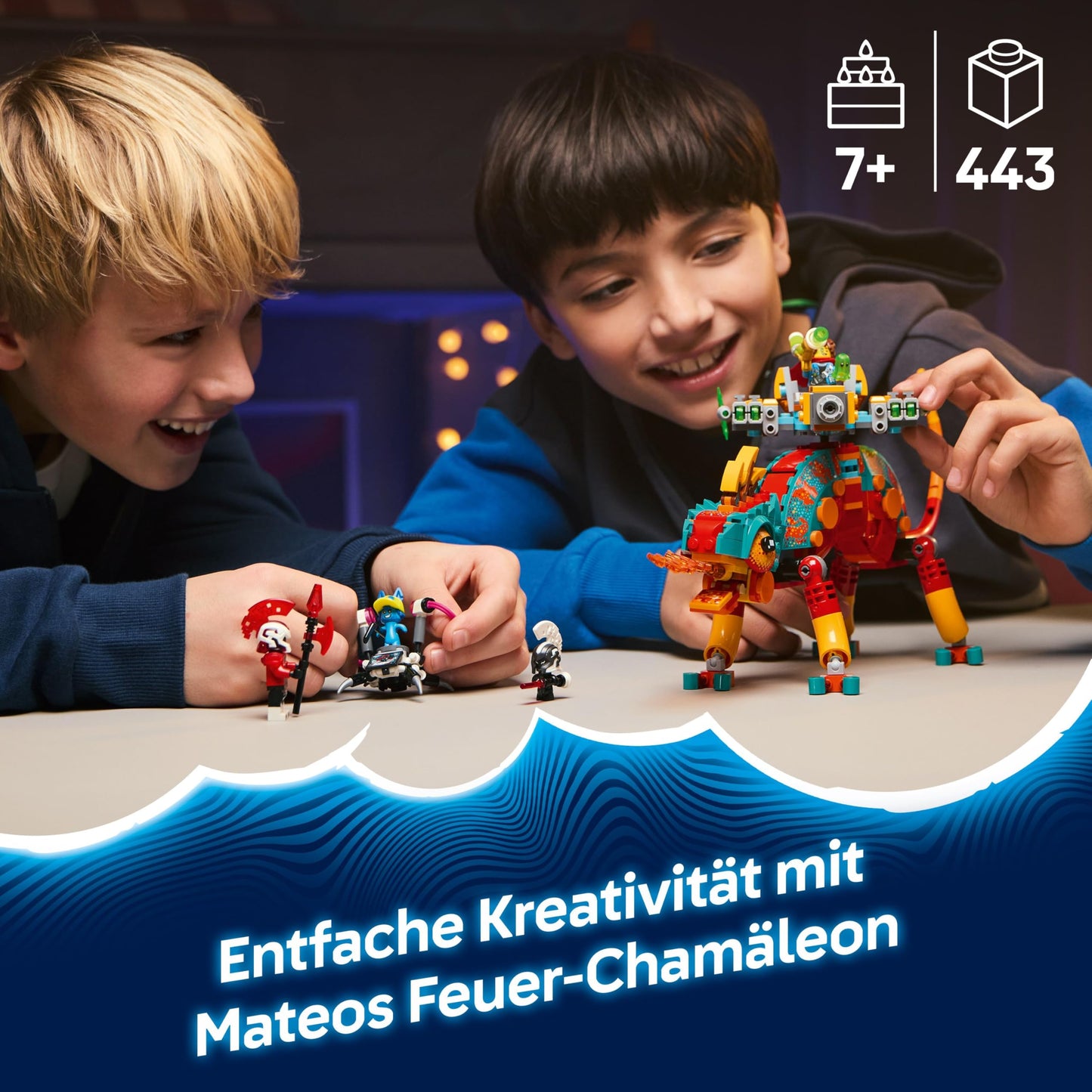 LEGO DREAMZzz Mateos Fire Chameleon - animal figure that transforms into a toy jet & mech or a guardian - building set for girls and boys aged 7 and up including 2 minifigures - gift 71492