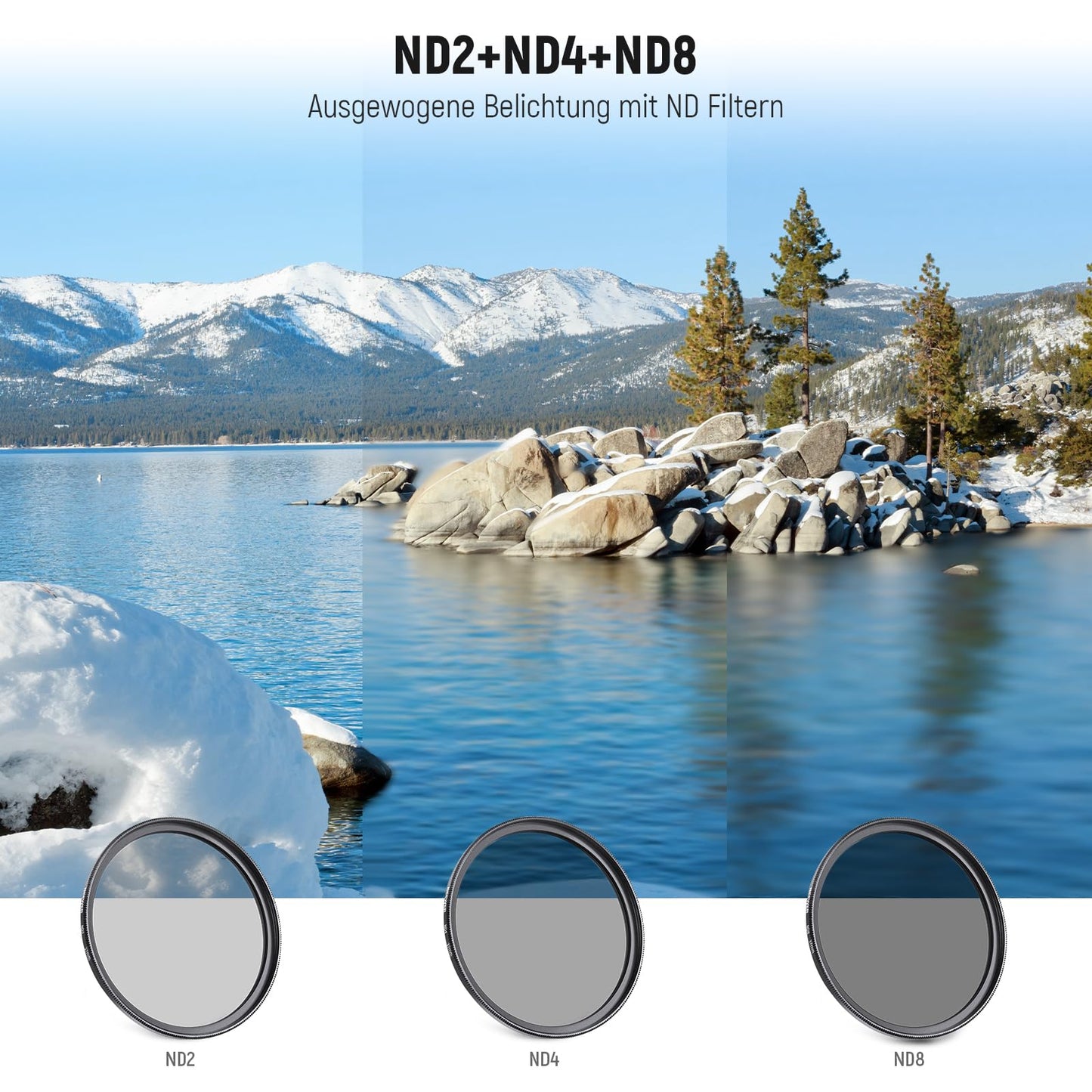 NEEWER 37mm lens filter set: UV, CPL, FLD, ND2, ND4, ND8, lens hood and lens cap compatible with Canon Nikon Sony Panasonic DSLR cameras with 37mm lens - 10103884