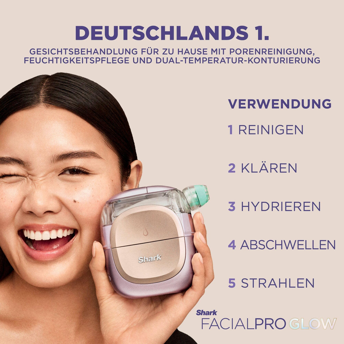 Shark FacialPro Glow At Home Sistem facial cu apă, curățare pori - FH320EUBK
