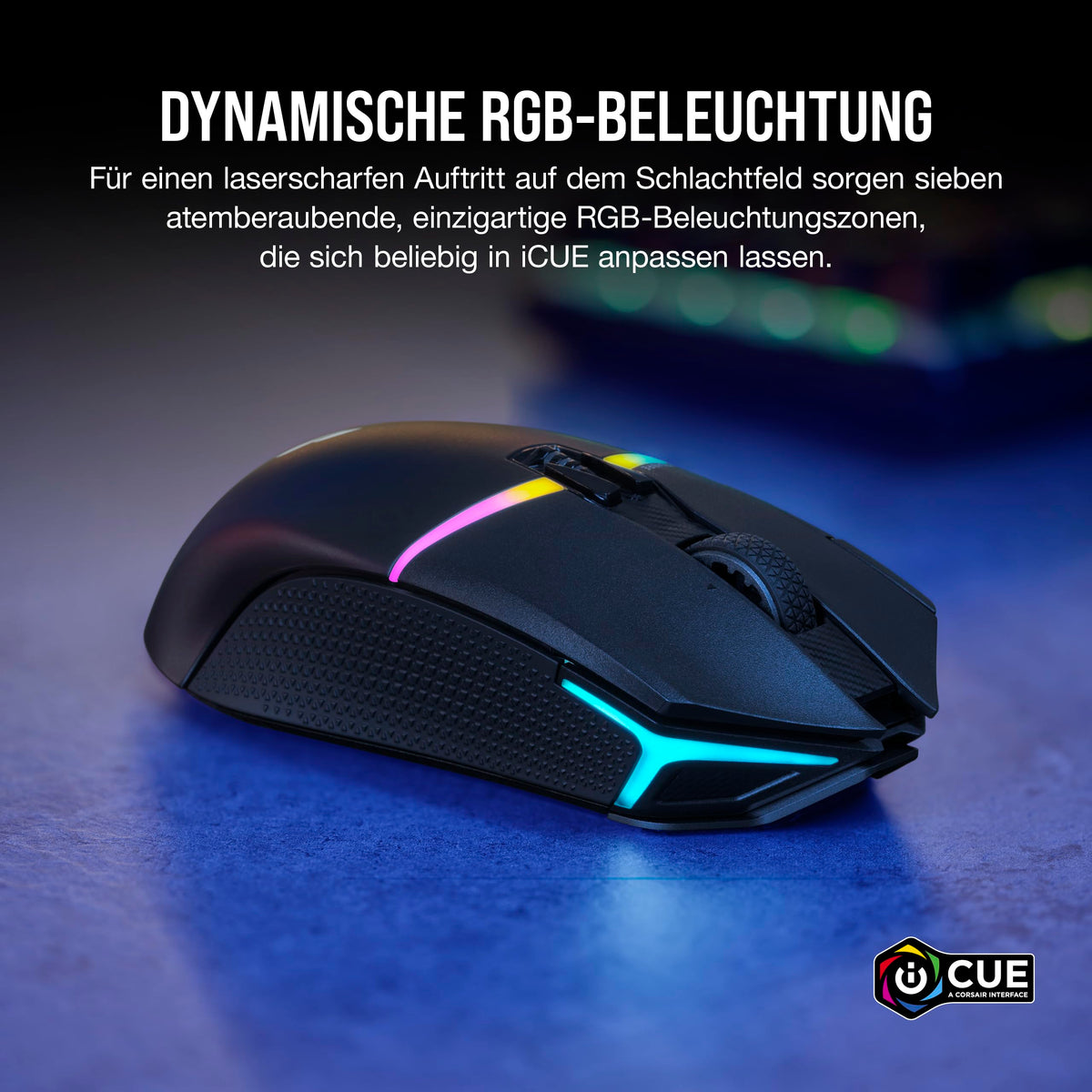 Corsair NIGHTSABRE RGB Wireless Gaming Mouse for FPS, MOBA - 26,000 DPI - 11 Programmable Buttons - Up to 100 Hours Battery Life - iCUE Compatible - Black - CH-931B011-EU