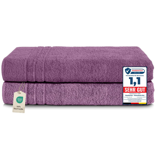 Set de prosoape pentru saună Komfortec 2, 80x200 cm, prosoape mari pentru saună din bumbac 100%, prosoape pufoase și absorbante, cu uscare rapidă, violet - 2er-80x200-violett