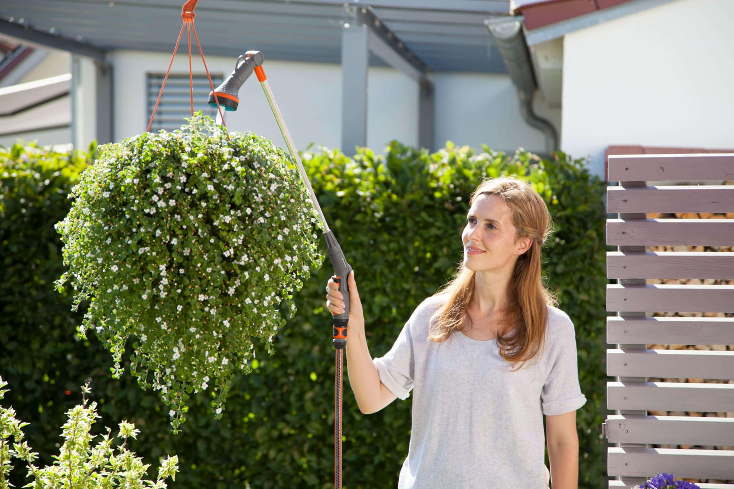 Gardena Comfort hanging basket watering rod: robust garden shower for watering and cleaning, 90 cm long, with shower/pearl jet, frost protection (18335-20)