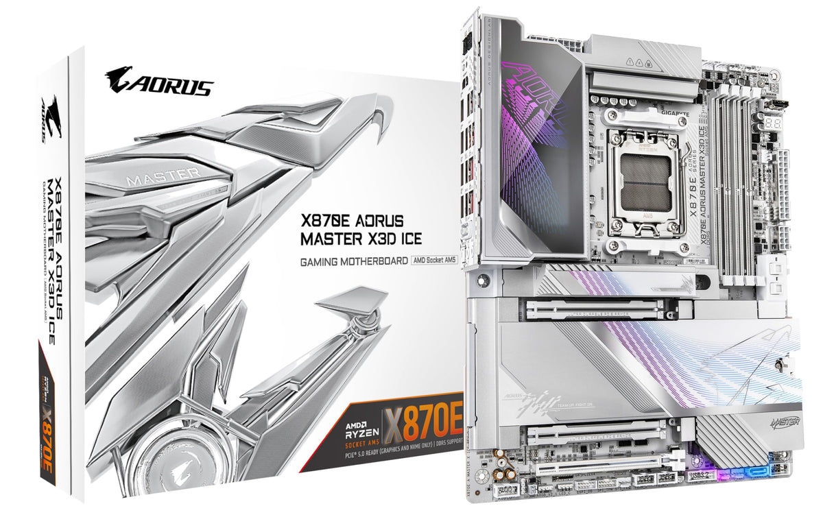 GIGABYTE X870E AORUS Master X3D Motherboard – Supports AMD Ryzen 9000 processors, 18+2+2-phase digital VRM, up to 9000 Hz DDR5 (OC), 2 x PCIe 5.0 + 3 x PCIe 4.0, Wi-Fi 7, 10 GbE LAN, USB 4