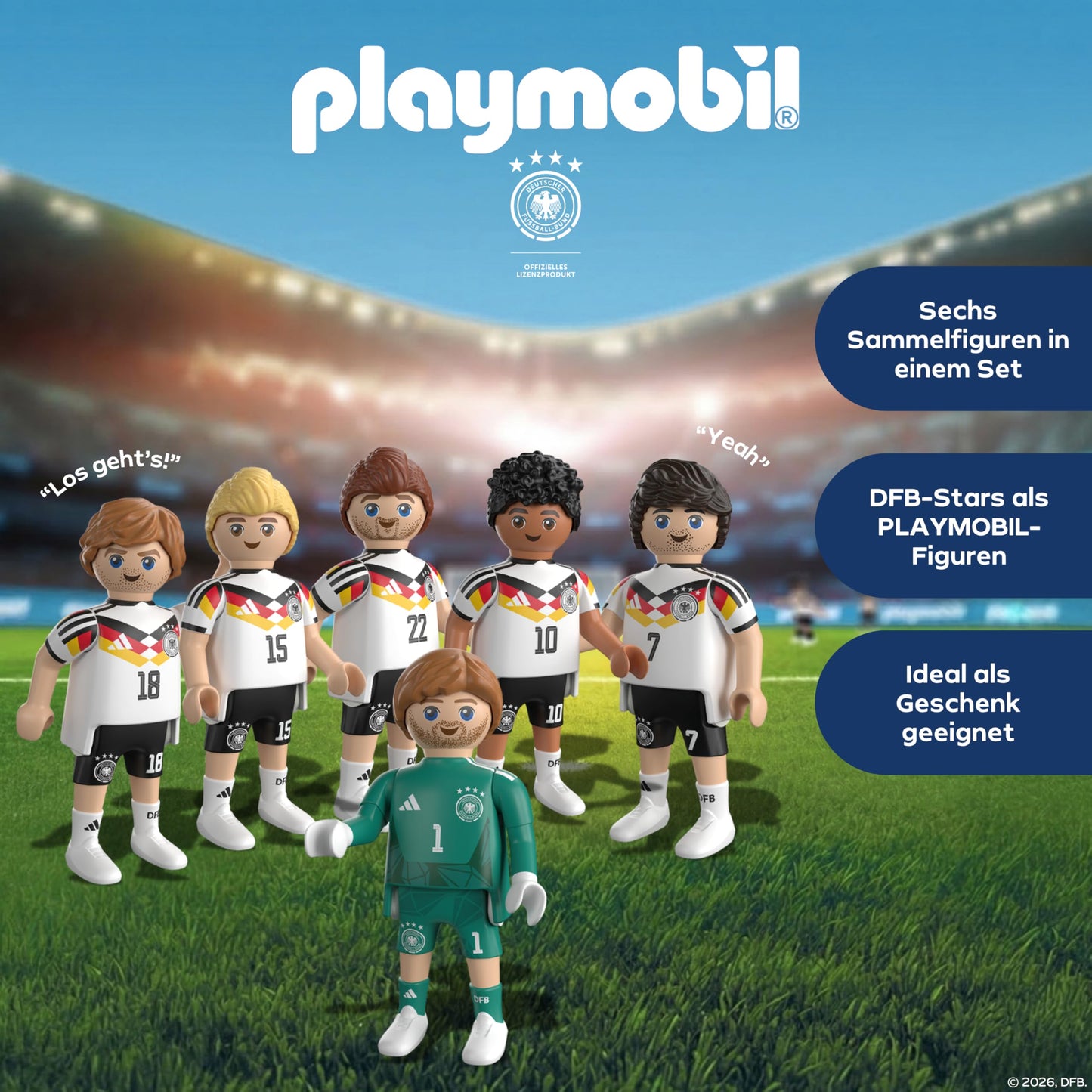 PLAYMOBIL | DFB | World Cup Collector's Set 2 | Football World Cup with Kai Havertz, Jamal Musiala, David Raum, Maximilian Mittelstädt, Nico Schlotterbeck & goalkeeper | 210450