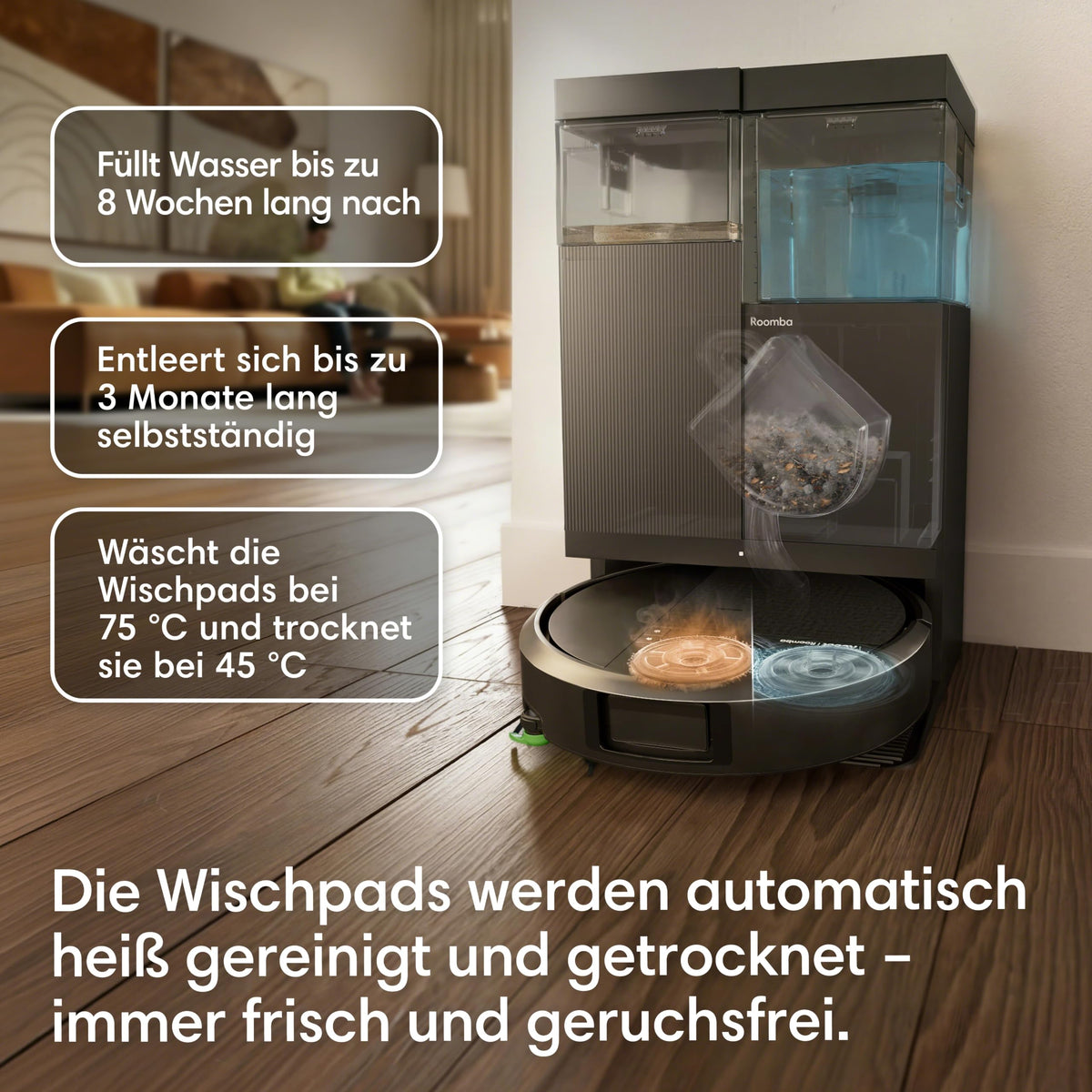 iRobot Roomba Plus 516 Vacuum Robot, AutoWash Base, 75 °C Mop Wash - N284040