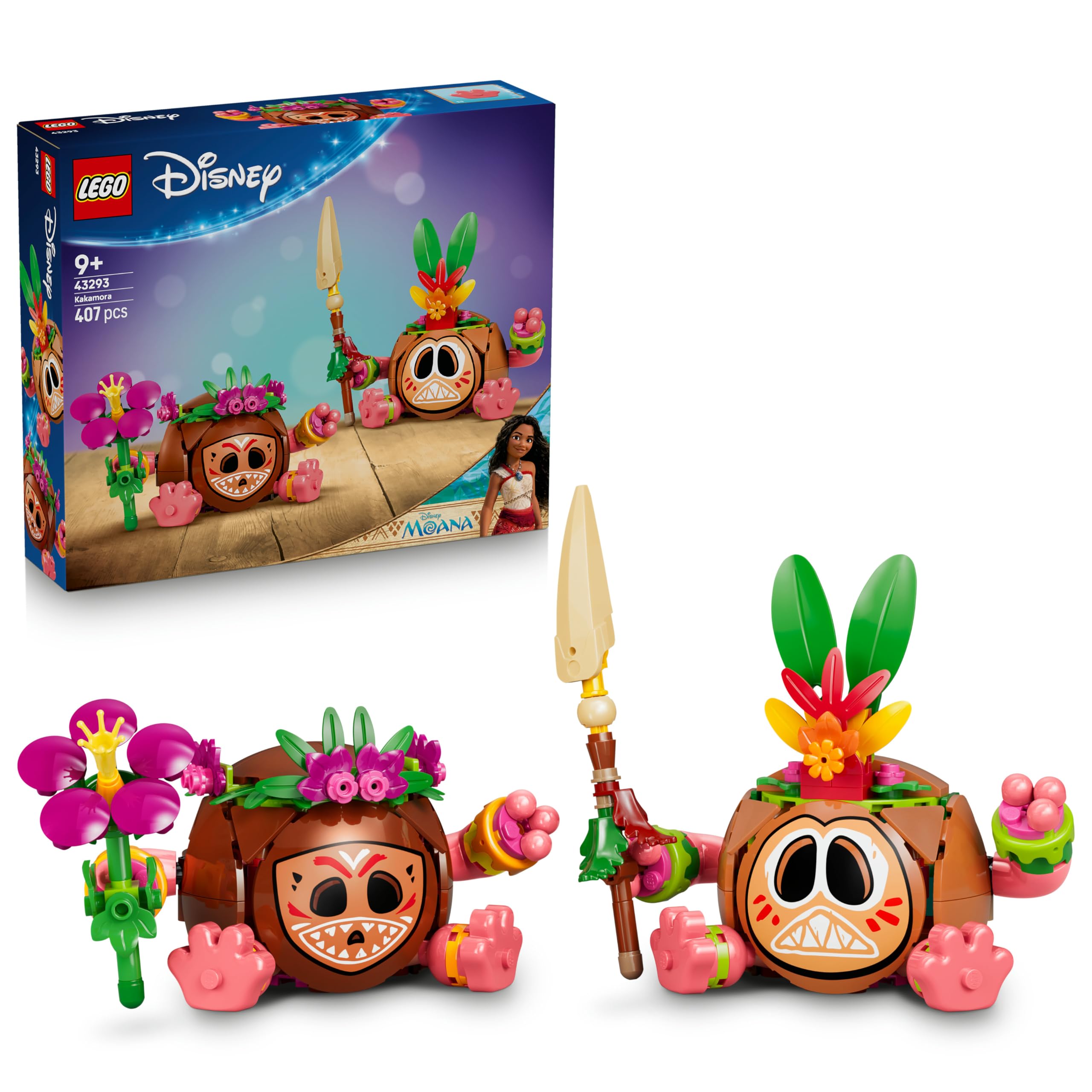 LEGO | Disney Vaiana Kakamora - toy including 2 flowerpot figures with artificial flowers as room decoration - gift for girls aged 9 and over and film fans - 43293