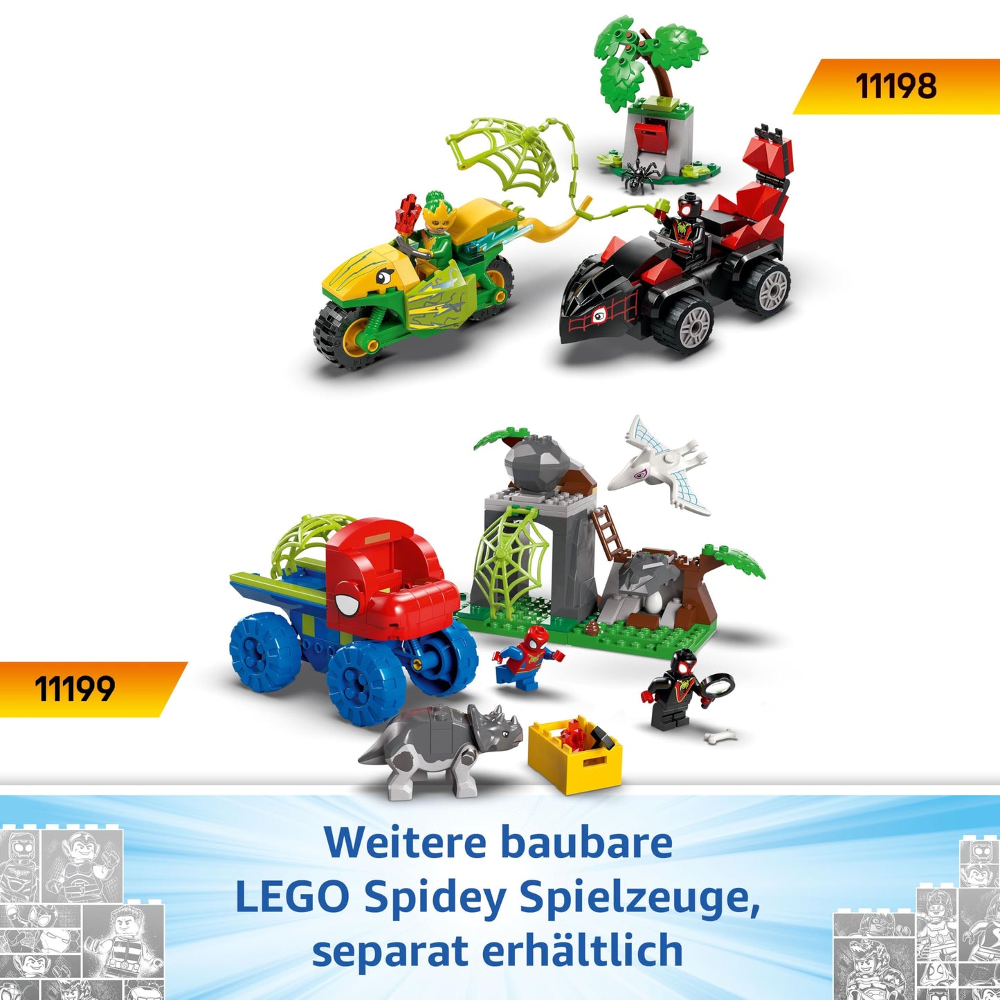 LEGO Marvel Showdown at the Treehouse: Spidey-Rex vs. Gobby-Raptor, building and play set with dinosaurs, gift with toy dinosaurs for boys and girls aged 4 and up, Spidey and his super friends 11200
