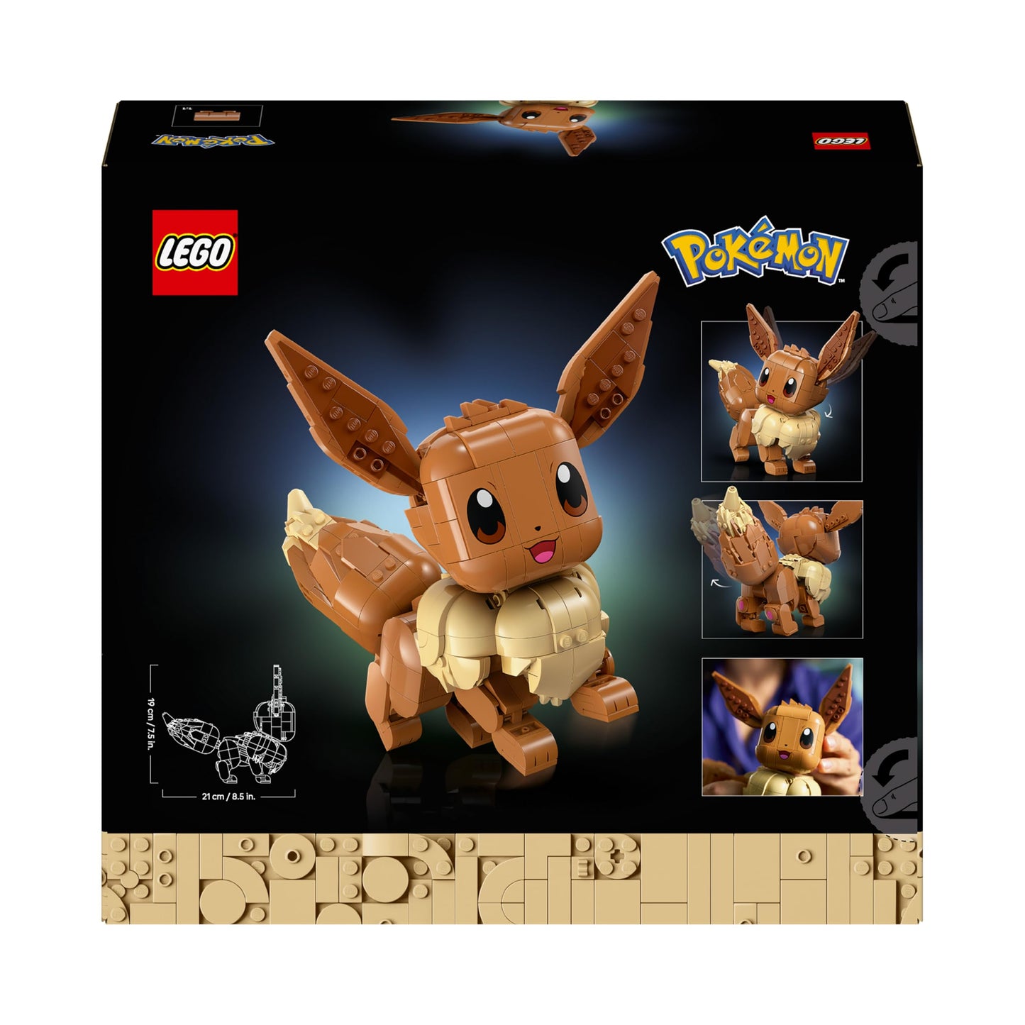 LEGO Pokémon Eevee figure - building set for adults - anime model building with movable limbs, ears and tail - DIY decoration for room or desk - collector's gift idea for gaming fans - 72151