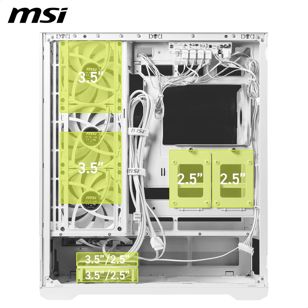 MSI MAG Pano 110R PZ White – Mid-Tower Gaming PC Case - 306-7G28W21-JA4