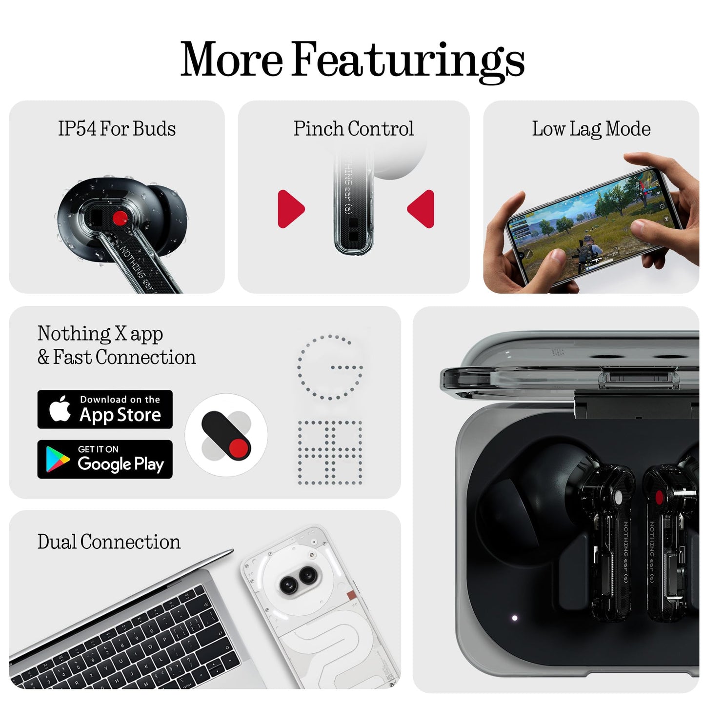 Nothing Ear (a) wireless Bluetooth headphones with ANC, bass enhancement algorithm and up to 42.5 hours of playback time - black - NOTHING
