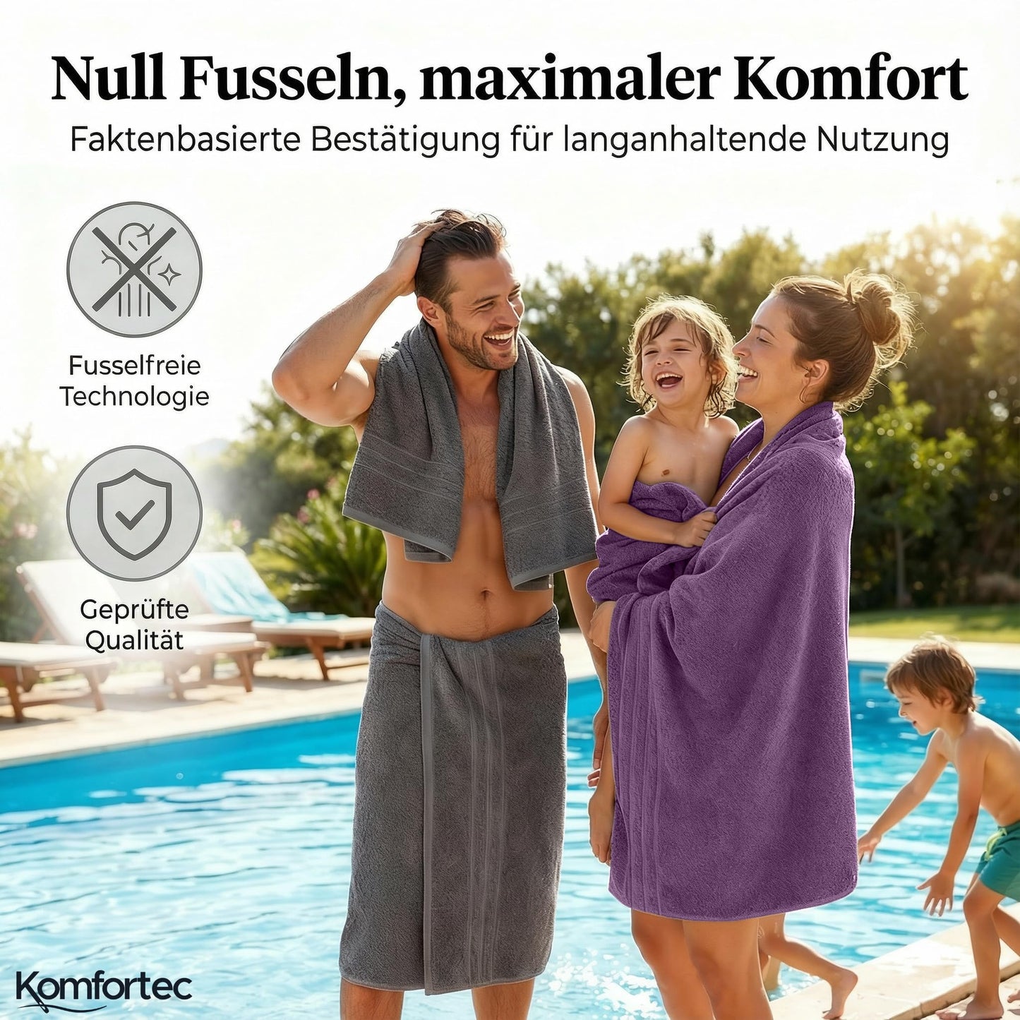 Komfortec 2 sauna towel set 80x200 cm, large sauna towels made of 100% cotton, sauna towels, fluffy and absorbent, quick-drying, anthracite grey/purple - 2er-80x200-anhtrazit-violett