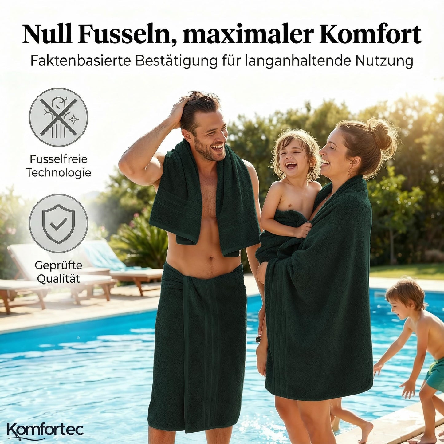 Komfortec set of 8 towels, 4 bath towels 70x140 cm & 4 hand towels 50x100 cm, 100% cotton terry cloth, fluffy and absorbent, dark green - 4er-50x100-und-4er-70x140-dunkelgrun-amz
