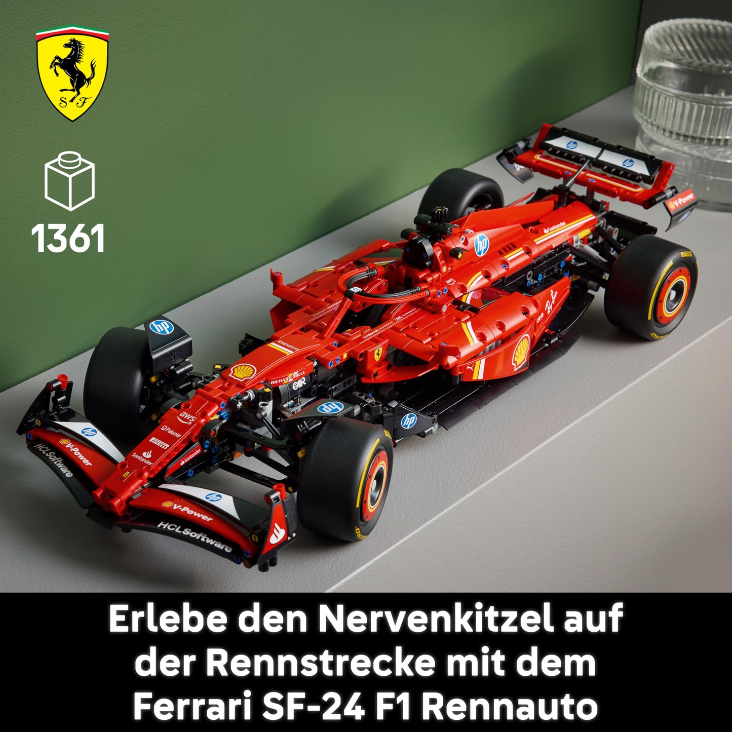 LEGO Technic Ferrari SF-24 F1 racing car - model car for adults - Formula 1 set to collect - V6 engine, gearbox, steering and DRS in 1:8 scale - gift for motorsport and racing car fans - 42207