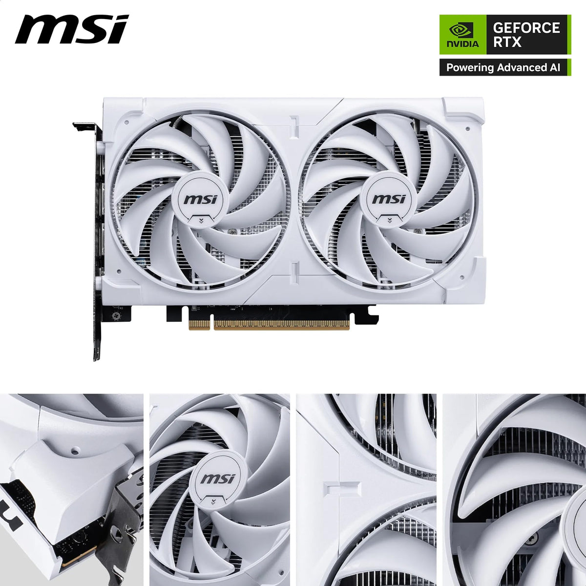 MSI GeForce RTX 5060 8G Ventus 2X OC White - 8GB GDDR7 (28Gbps/128-bit), PCIe 5, Boost: 2527 Hz, HDMI 2.1b, DisplayPort 2.1b - V537-003R