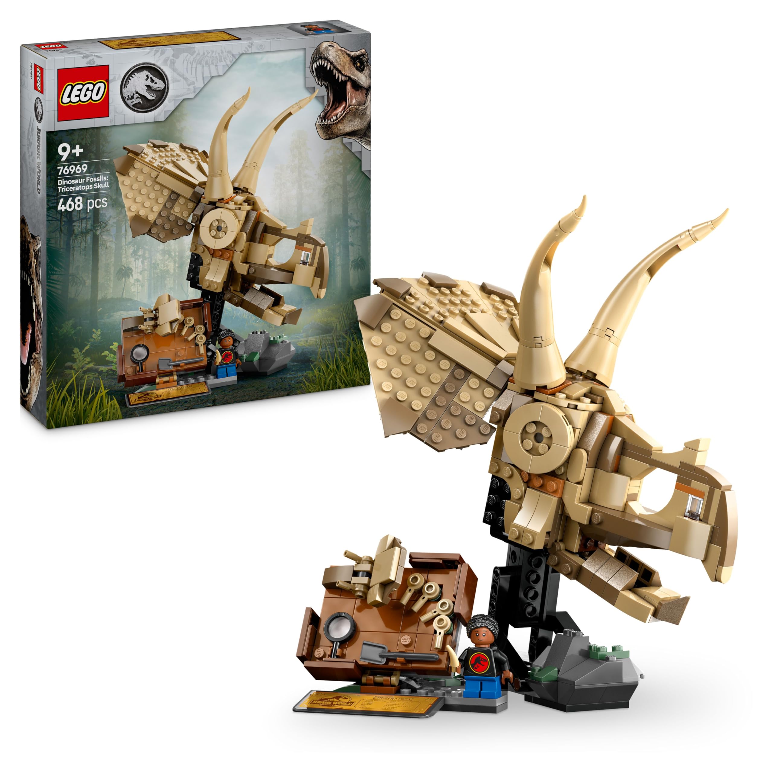 LEGO Jurassic World Dinosaur Fossils: Triceratops Skull Model, Dinosaur Toy for Boys and Girls Ages 9 and Up, Gift for Children and Jurassic World Fans 76969