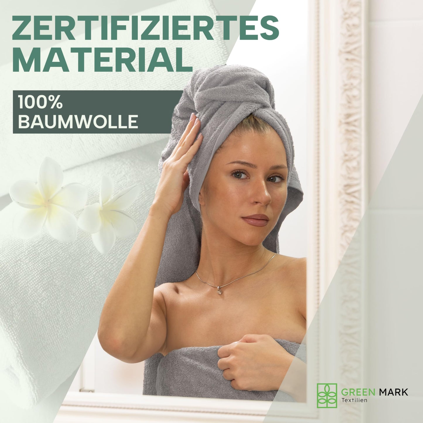 NatureMark Towels - Set of 8 - 100% Cotton, Soft & Absorbent, Premium Quality for Bathroom, Spa and Fitness, 50 × 100cm, Silver Gray - 8_silber