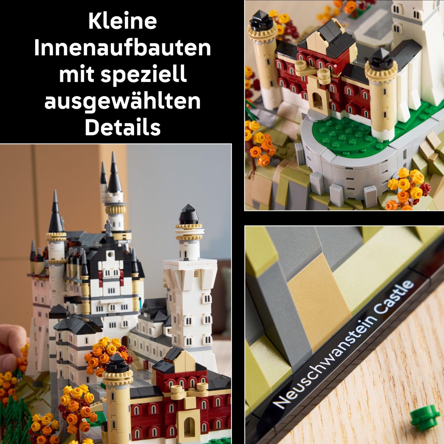 LEGO Architecture Neuschwanstein Castle - 3D puzzle for adults - model building with towers, courtyards & detailed interior - historical gift for fans - 21063